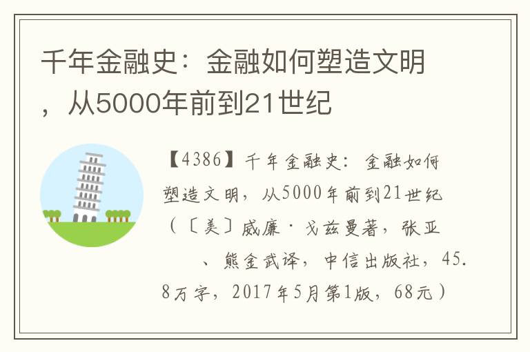 千年金融史：金融如何塑造文明，從5000年前到21世紀