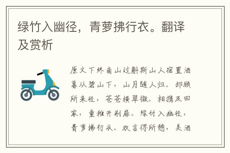 綠竹入幽徑，青蘿拂行衣。翻譯及賞析