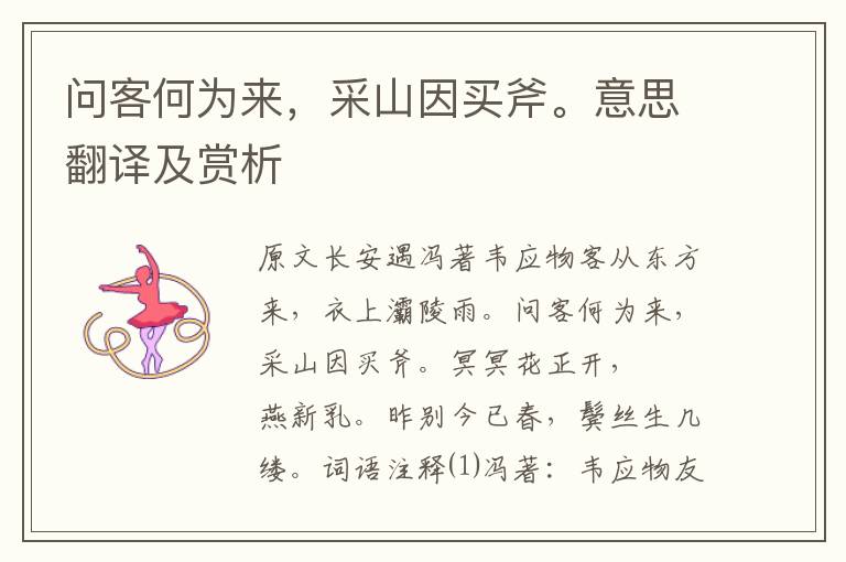 問客何為來，采山因買斧。意思翻譯及賞析