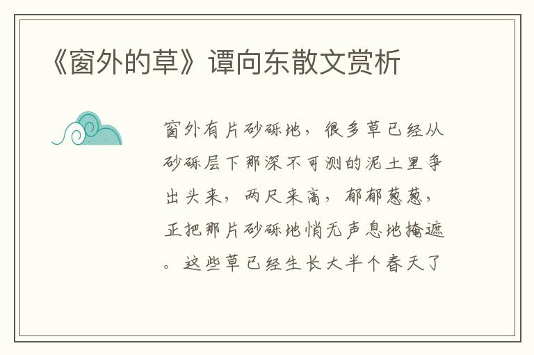 《窗外的草》譚向東散文賞析